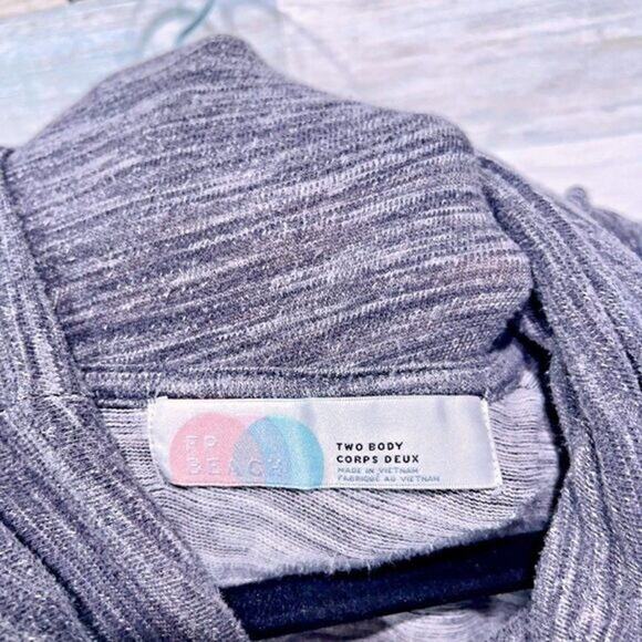 FREE PEOPLE FB BEACH Raglan Cowl Neck Top Gray Womens Two Body M/L - Picture 3 of 4